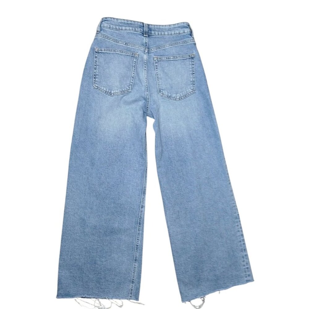 H&M Baggy Wideleg Frayed Jeans Size 4 High Rise Retro 26 - Picture 3 of 3